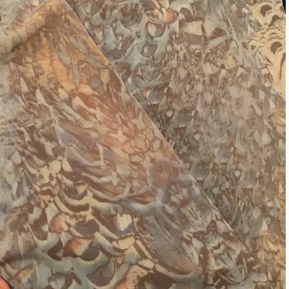 McQ Alexander McQueen Light Blue Feather Psychedelic Printed Stretch Leggings M - Picture 6 of 8